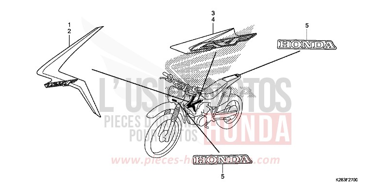 MARQUE (CRF125F/FB E/H/J) de CRF125F "Petites Roues" EXTREME RED (R292) 2014